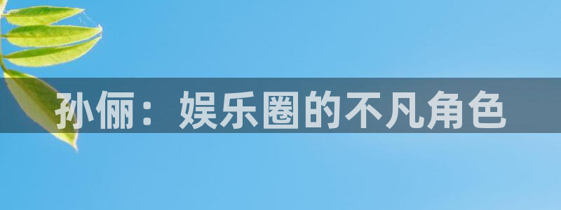 开心彩代理注册官网入口：孙俪：娱乐圈的不凡角色